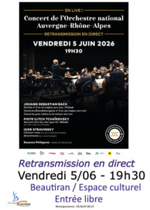 Retransmission en direct du concert de l’Orchestre national Auvergne-Rh\u00f4ne-Alpes \u00e0 l’espace culturel