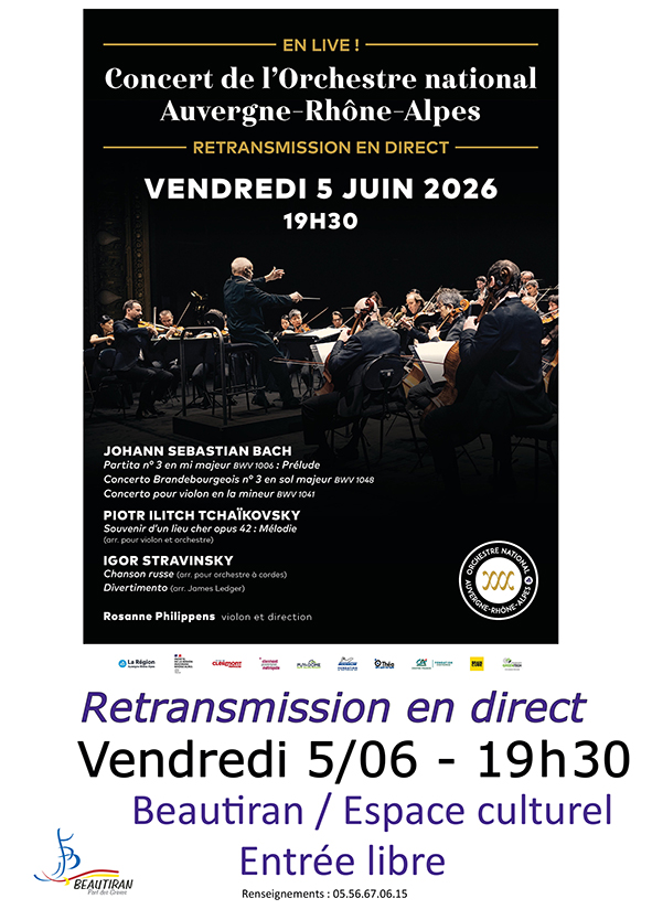 Retransmission en direct du concert de l’Orchestre national Auvergne-Rhône-Alpes à l’espace culturel