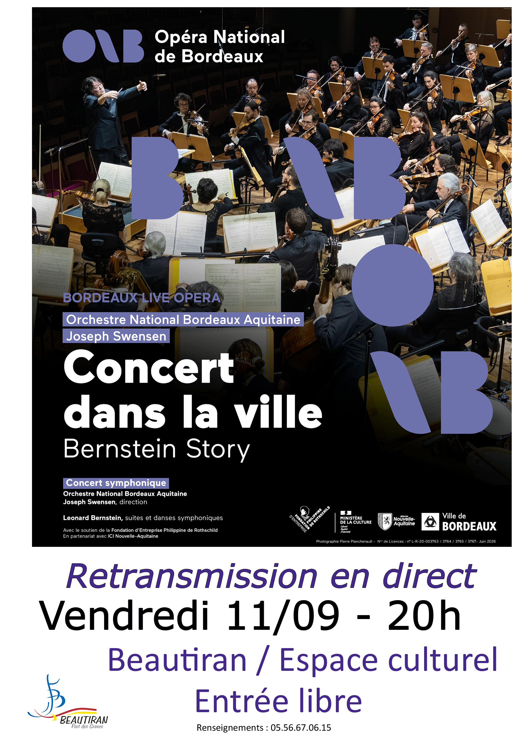 Retransmission en direct du concert d’ouverture de la saison de l’Opéra National de Bordeaux